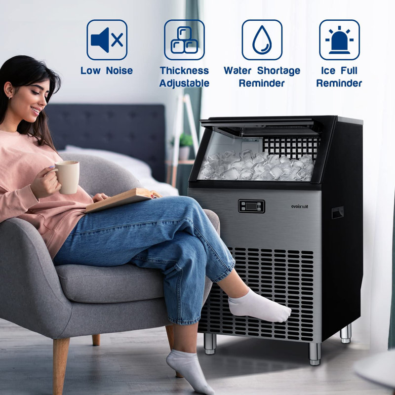 Antarctic Star 200 Lb. Daily Commercial ice maker 55lbs Storage Bin，Automatic cleaning function